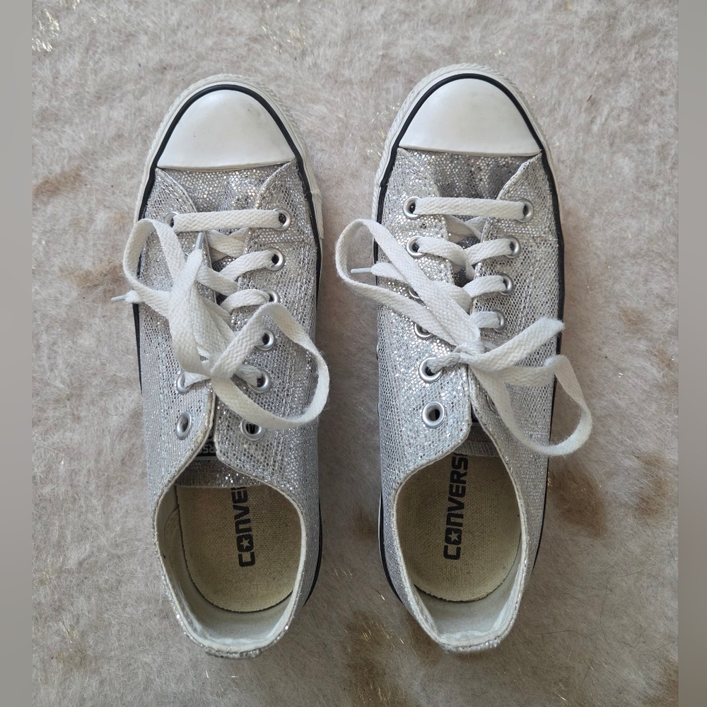 Converse Silver Glitter Sneakers - Picture 2 of 5